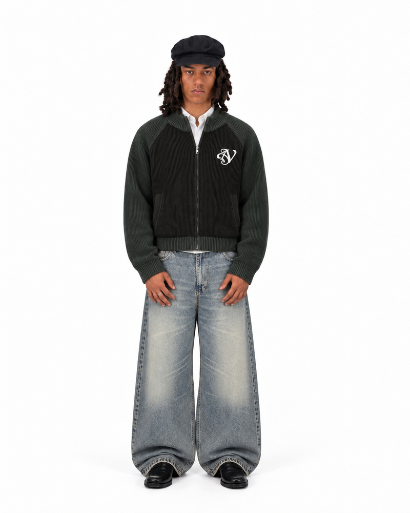Knit Zip Jacket (Moss)